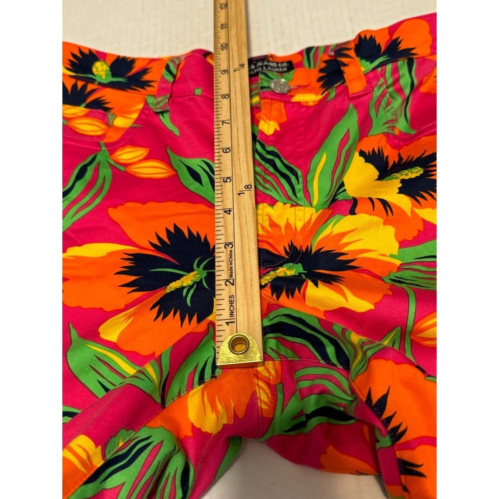 Polo Jeans Co. Ralph Lauren Floral Print Pants‎ Size 10 Red Yellow Green - Picture 7 of 8